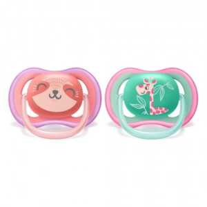ортодонтични залъгалки Жираф и Мече 2бр Philips AVENT SCF349/12 Ultra Air 18м+ в кутия за стерилизиране
