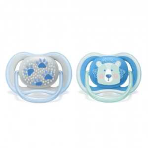 2бр ортодонтични залъгалки Лапи и Мече Philips AVENT SCF085/03 Ultra Air 6-18м в кутия за стерилизиране