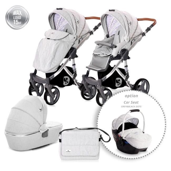 Количка RIMINI светлосива с чанта GREY & BLACK DOTS