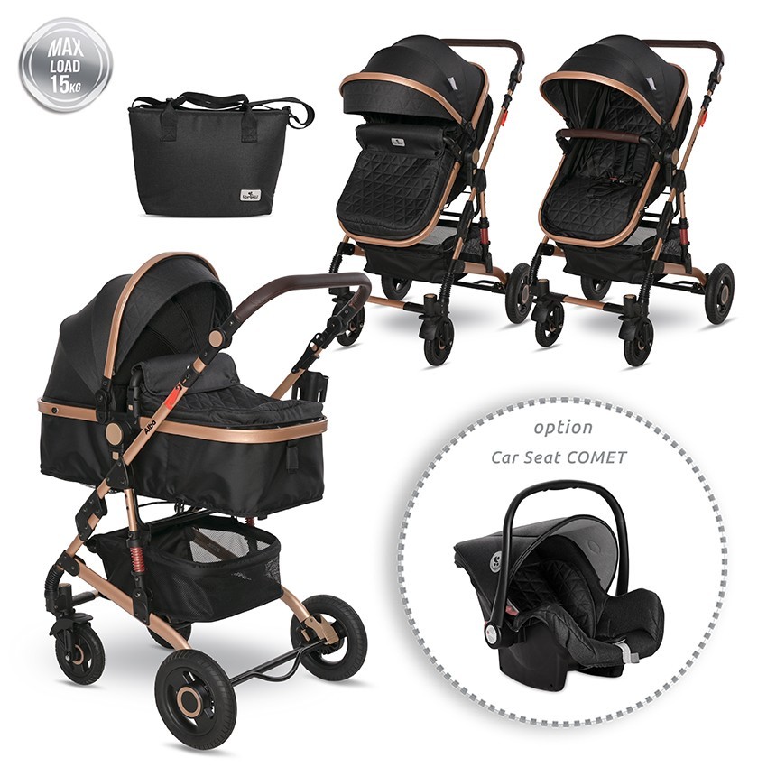 Бебешка количка Alba Черна Premium Lorelli - с адаптори