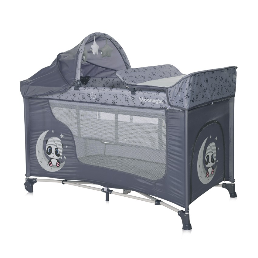 Бебешка кошара Moonlight тъмносива Plus на 2 нива Lorelli