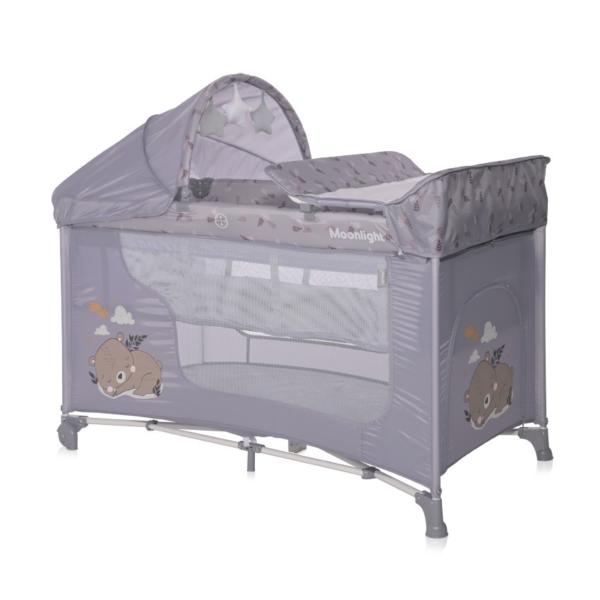Бебешка кошара Moonlight сива Plus на 2 нива Lorelli