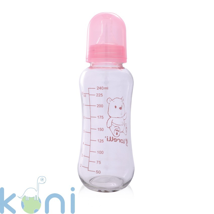 СТЪКЛЕНО ШИШЕ 240МЛ С РОЗОВА КАПАЧКА