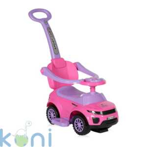 Кола за яздене OFFROAD розова с дръжка