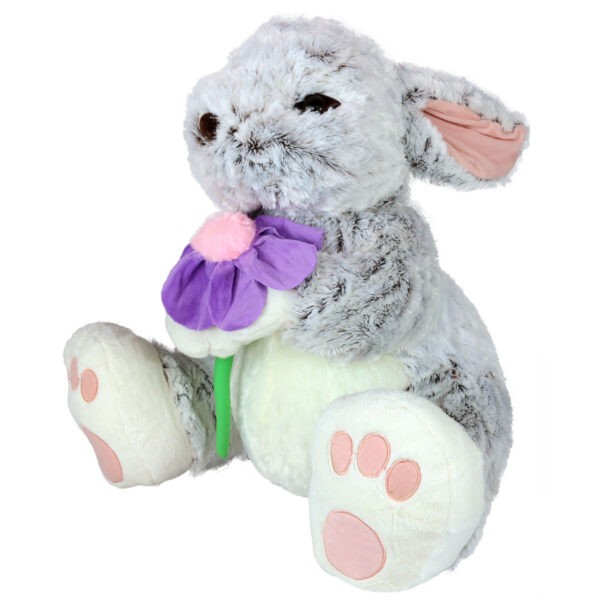 Заек сив с морков или цвете 31см