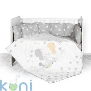 Спален сет ранфорс сиво слонче звезди 5ч.гол.обик.