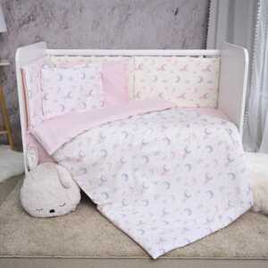 Спален сет Smile розови луни и звезди от 6 части