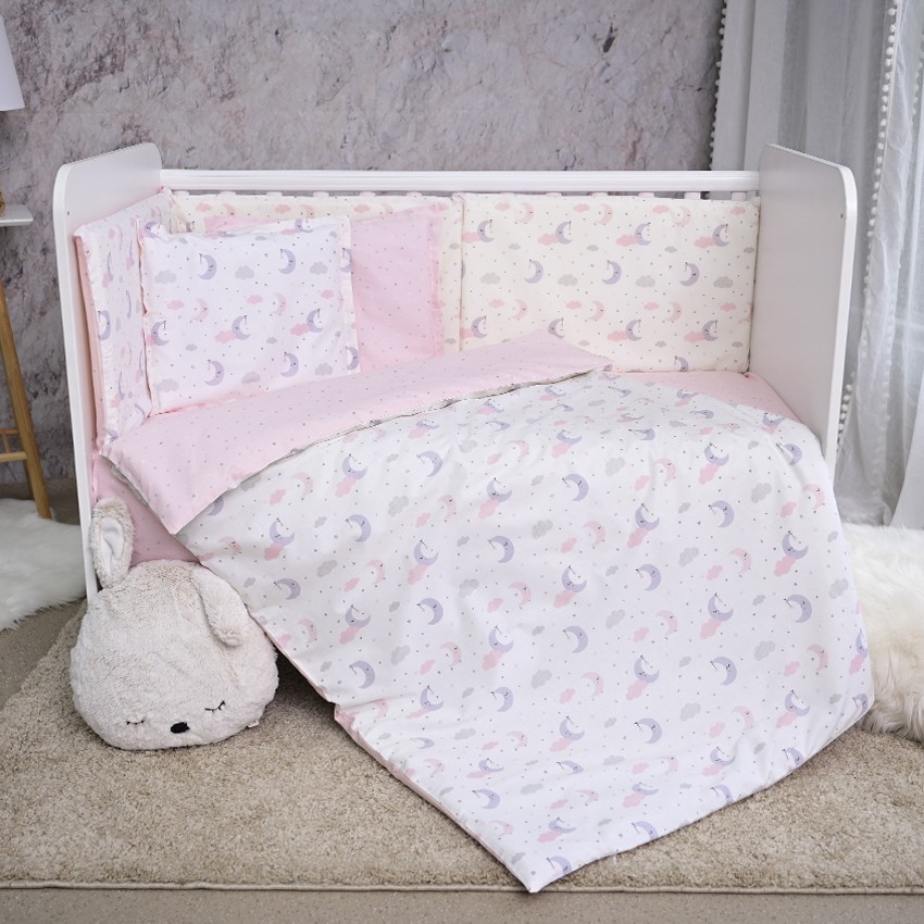 Спален сет Smile розови луни и звезди от 6 части