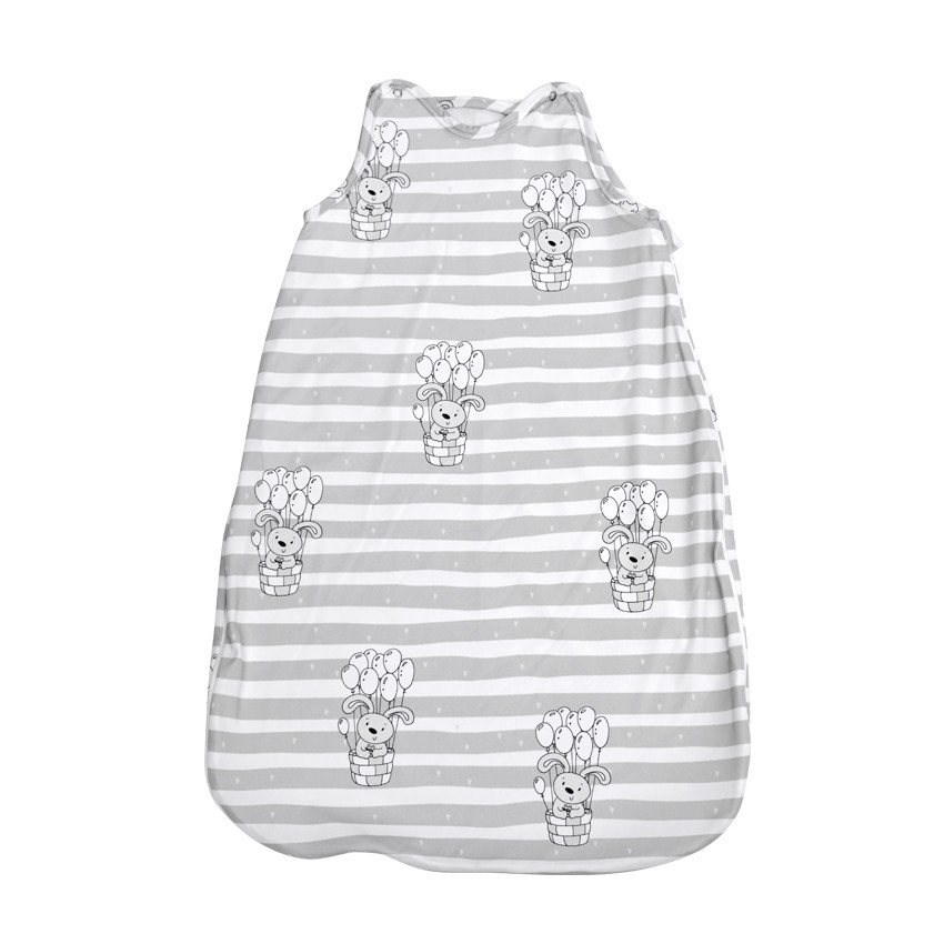 Зимен детски спален чувал зайчета сиво Ранфорс 2.5 tog, 95 cm