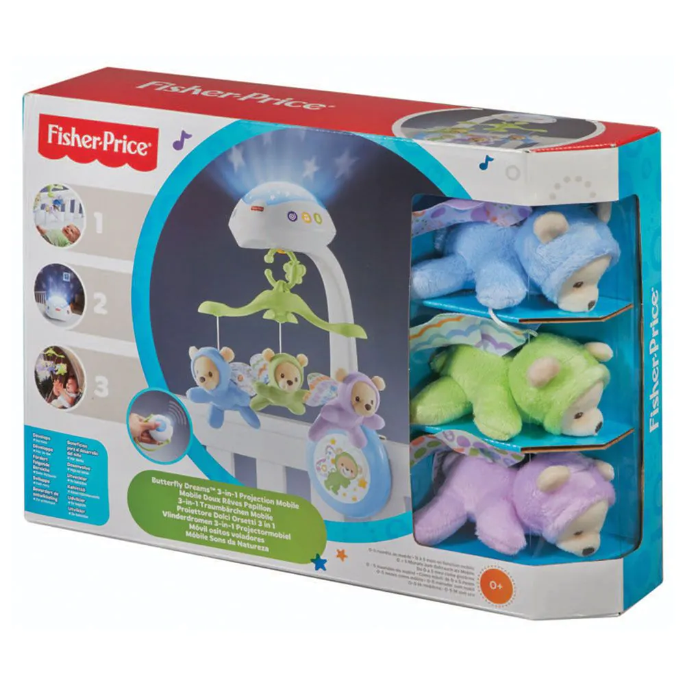 Музикална въртележка за легло МЕЧЕТА-ПЕПЕРУДИ FISHER PRICE