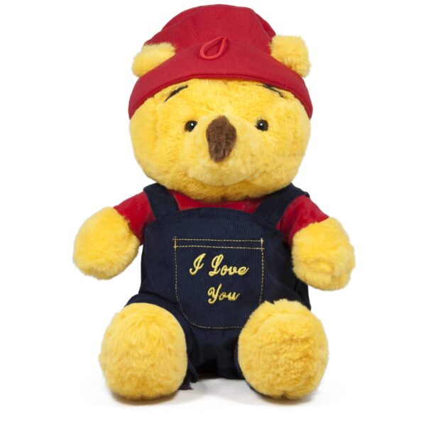 Плюшено мече с джинсов гащеризон 33СМ 080114