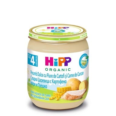 HIPP пюре Царевица картофи пуешко 4+месеца 125гр 6203