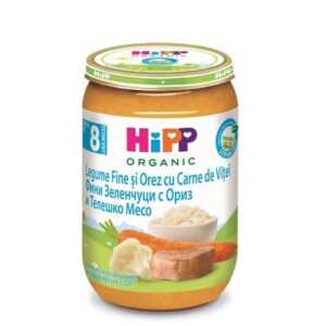 HIPP пюре Зеленчуци ориз телешко 8+месеца 220гр 6413