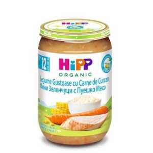 HIPP пюре Зеленчуци ориз пуешко 8+месеца 220гр 6813