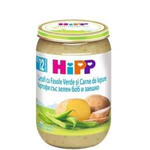 HIPP пюре Картофи зелен боб заешко 12+месеца 220гр 6853