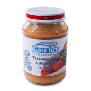 ГАНЧЕВ Пюре Телешко месо с моркови и ориз 4+месеца 190Г