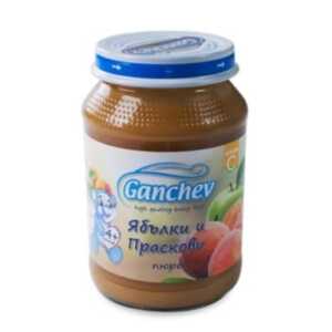 ГАНЧЕВ Пюре от ябълки и праскови 4+месеца 190Г