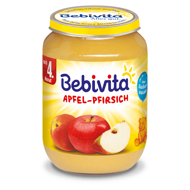 BEBIVITA ПЮРЕ ЯБЪЛКА И ПРАСКОВА 4+месеца 190ГР 1685