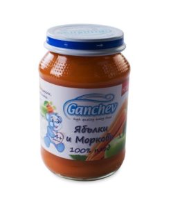 ГАНЧЕВ Пюре от ябълки и моркови 4+месеца 190Г