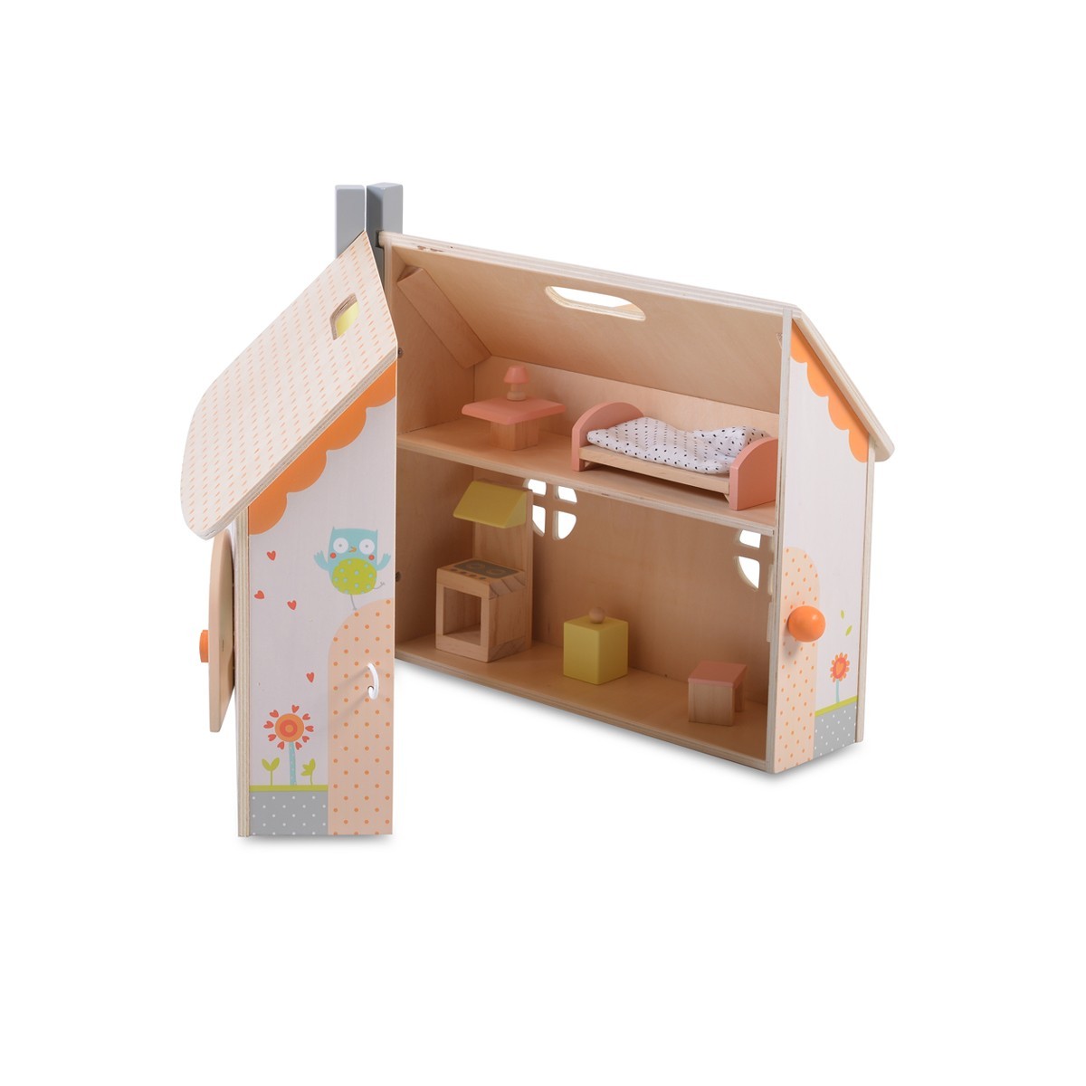Сгъваема дървена къща за кукли 4139