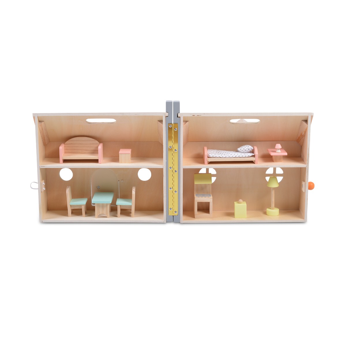 Сгъваема дървена къща за кукли 4139