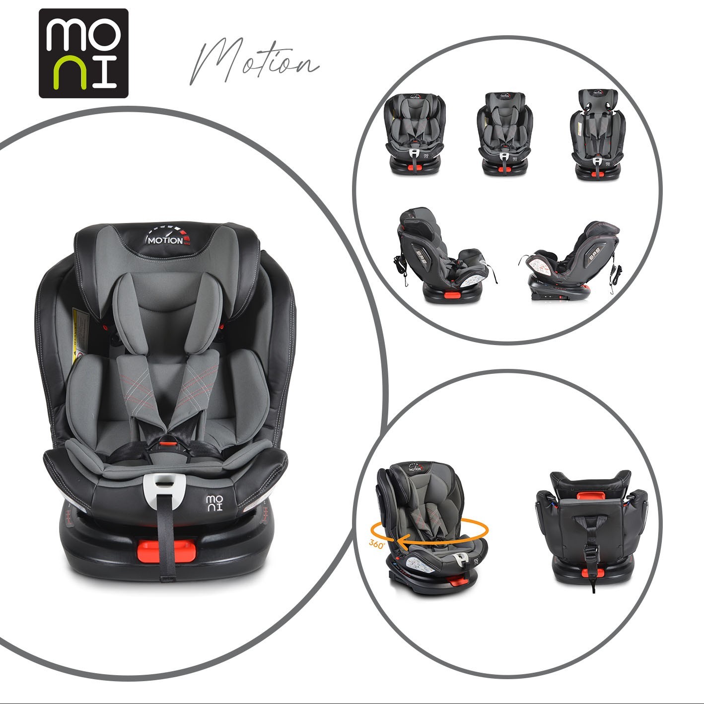 Столче за кола Motion сиво система с Isofix 360°