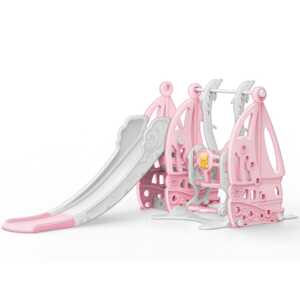 Пързалка с люлка Coco розова и баскетболен кош WM19016