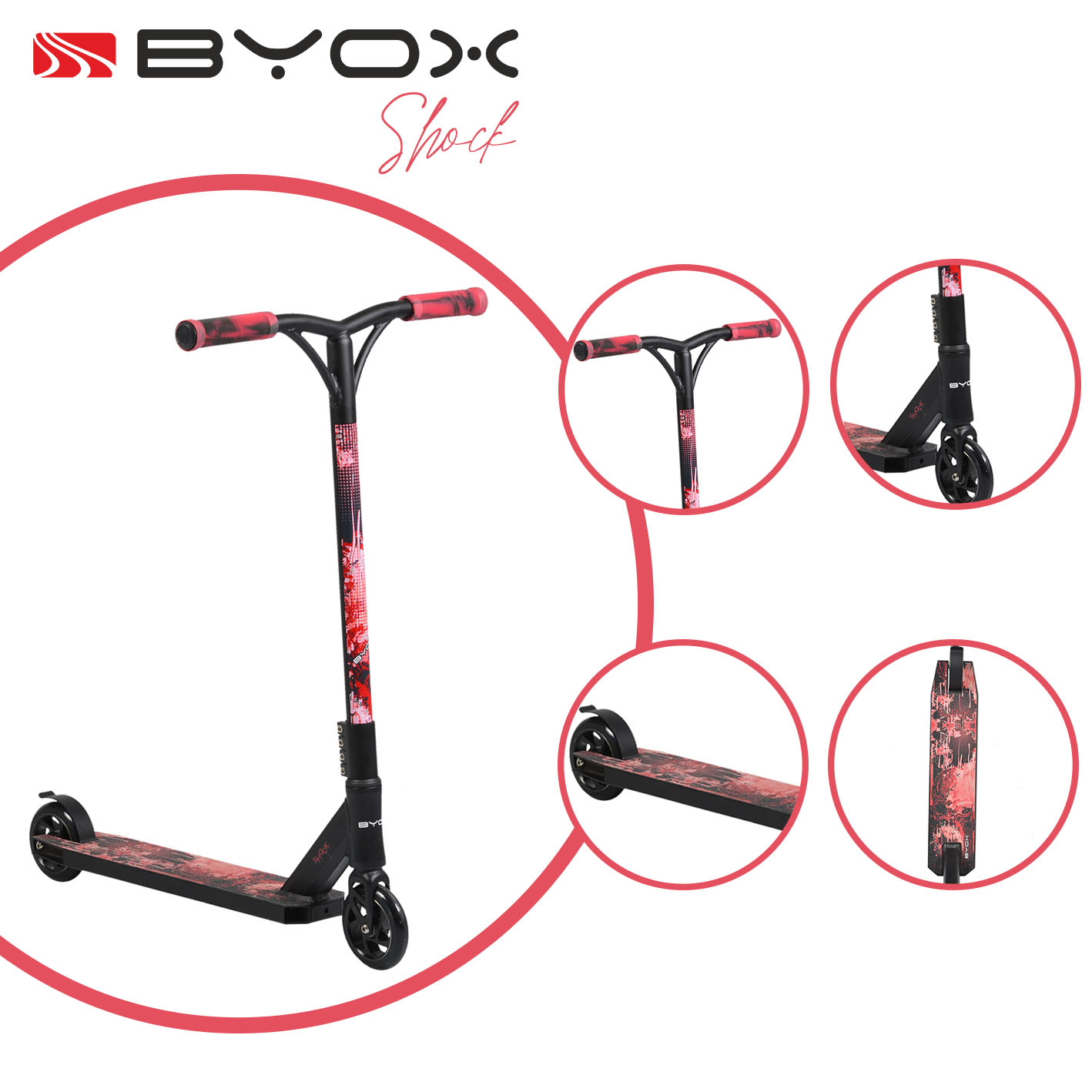 Детска Тротинетка червена Stunt Shock