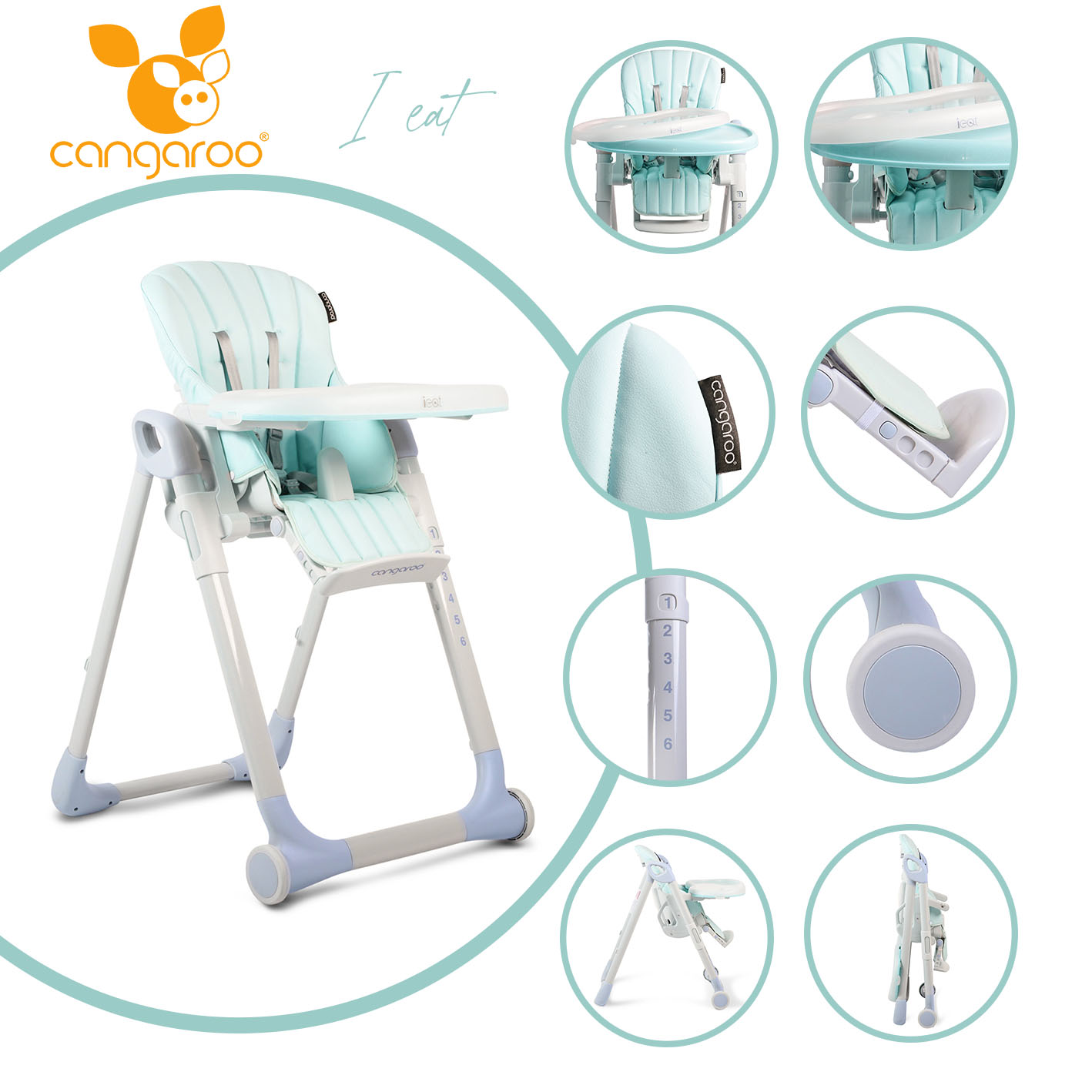 I Eat светлосин Детски стол за хранене