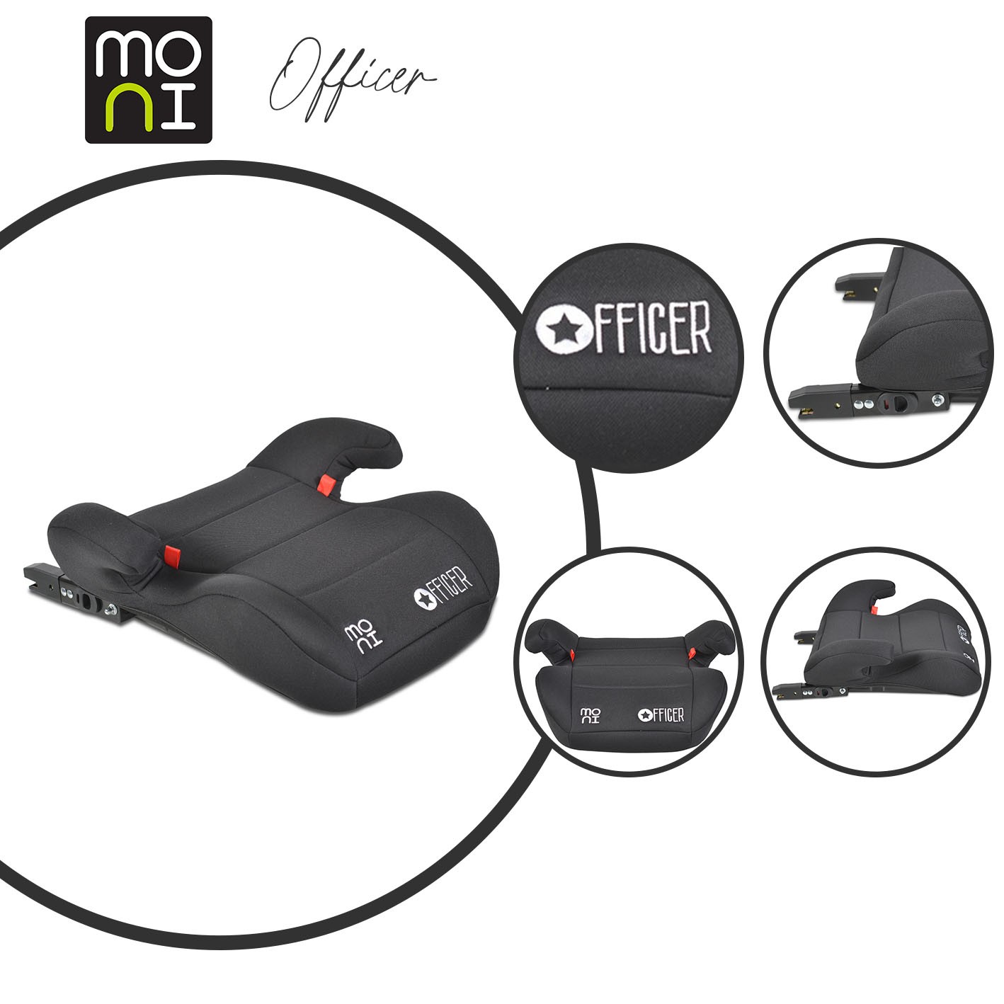 Седалка за кола Officer черна анатомична с Isofix система