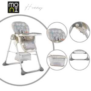 Детски сив стол за хранене Hunny