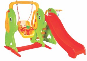 Пързалка с люлка Слонче 06161 червена