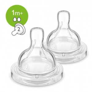 2бр Биберони Anti-colic бавен поток 1м+ Philips AVENT Classic+ SCF632/27