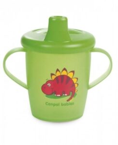 Неразливаща се чаша TOYS 250мл зелена с дръжки и твърд накрайник