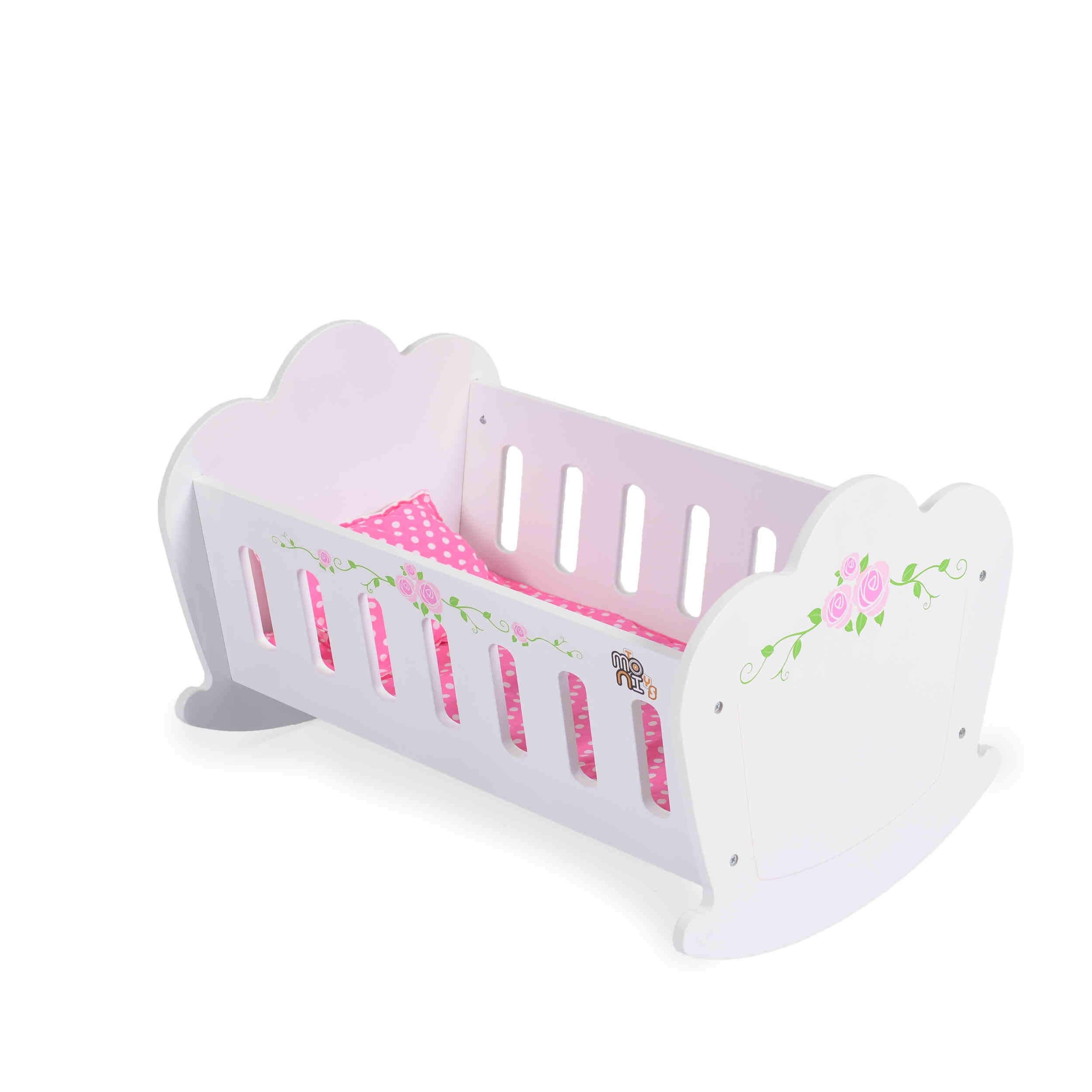 Дървена люлка за кукла бяла B018