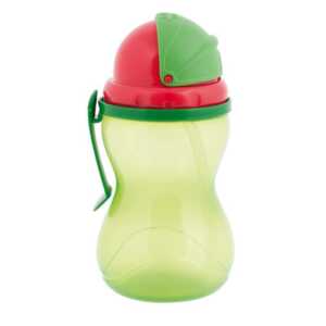 Преходно зелено 370мл нетечащо шише с мека сламка 12м+