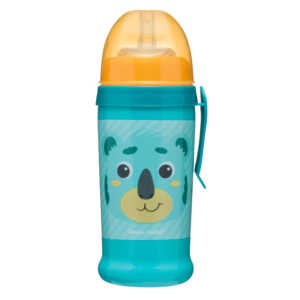 Преходна чаша със сламка тюркоаз Hello little 350 мл 12м+