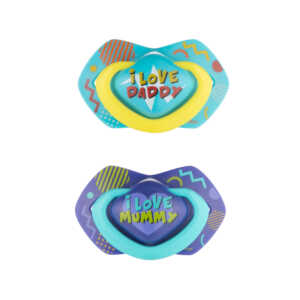 Силиконови залъгалки сини 2бр NeonLove 6-18м със симетрична форма