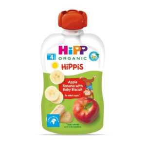 HIPP HIPPIS плодова закуска ябълка банан бискивити 4+месеца 100гр 8508