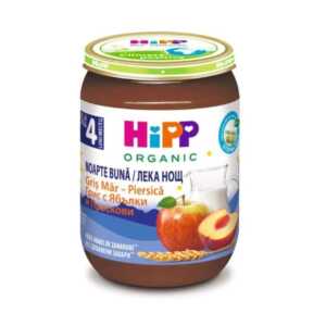 HIPP Млечна каша грис ябълки праскови 4+месеца 190гр "Лека нощ"5509