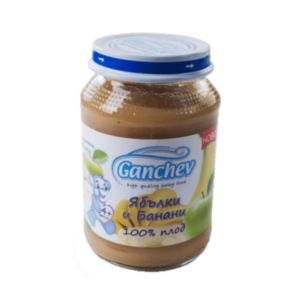 ГАНЧЕВ пюре от ябълки и банани 4+месеца 190Г