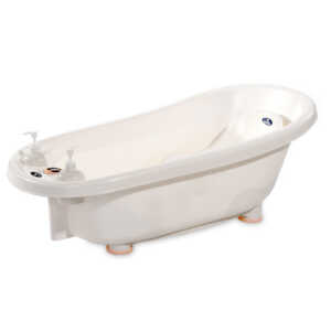 Бебешка вана БЯЛА/РОЗОВО 88 СМ с оттичане, термометър и подложка