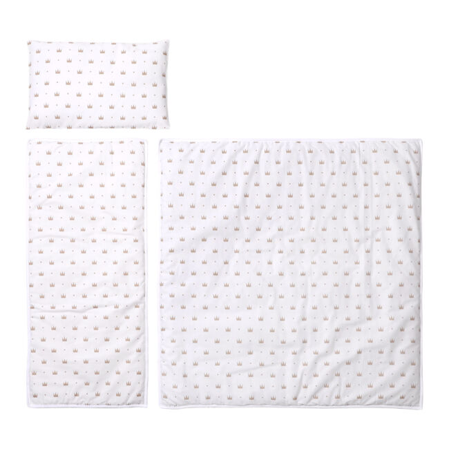 Комплект за количка БЯЛО С КОРОНИ ЛЕТЕН РАНФОРС