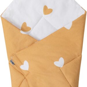 Бебешко одеяло Жълто сърце BUBABA 2в1