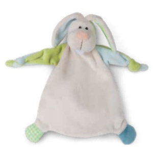 Мека кърпичка за гушкане Заек със зелено ухо NICI 25х25см 0+месеца