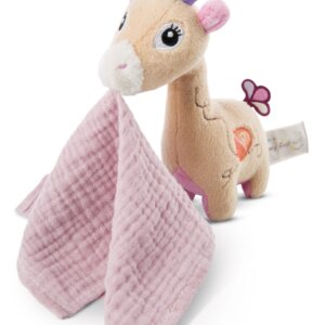 NICI Мека играчка 3D Жирафчето Сасума 13см с муселинова кърпичка 0+месеца