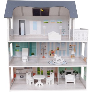 Дървена къщичка за кукли сива Free2Play