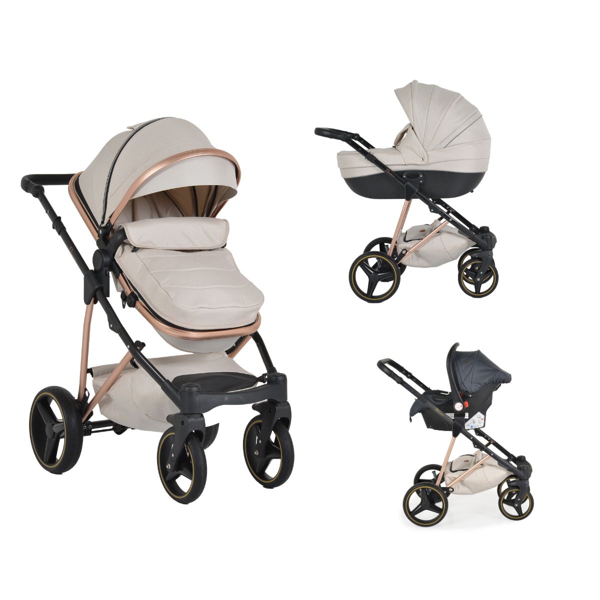 Florence бежова бебешка количка 3 в 1