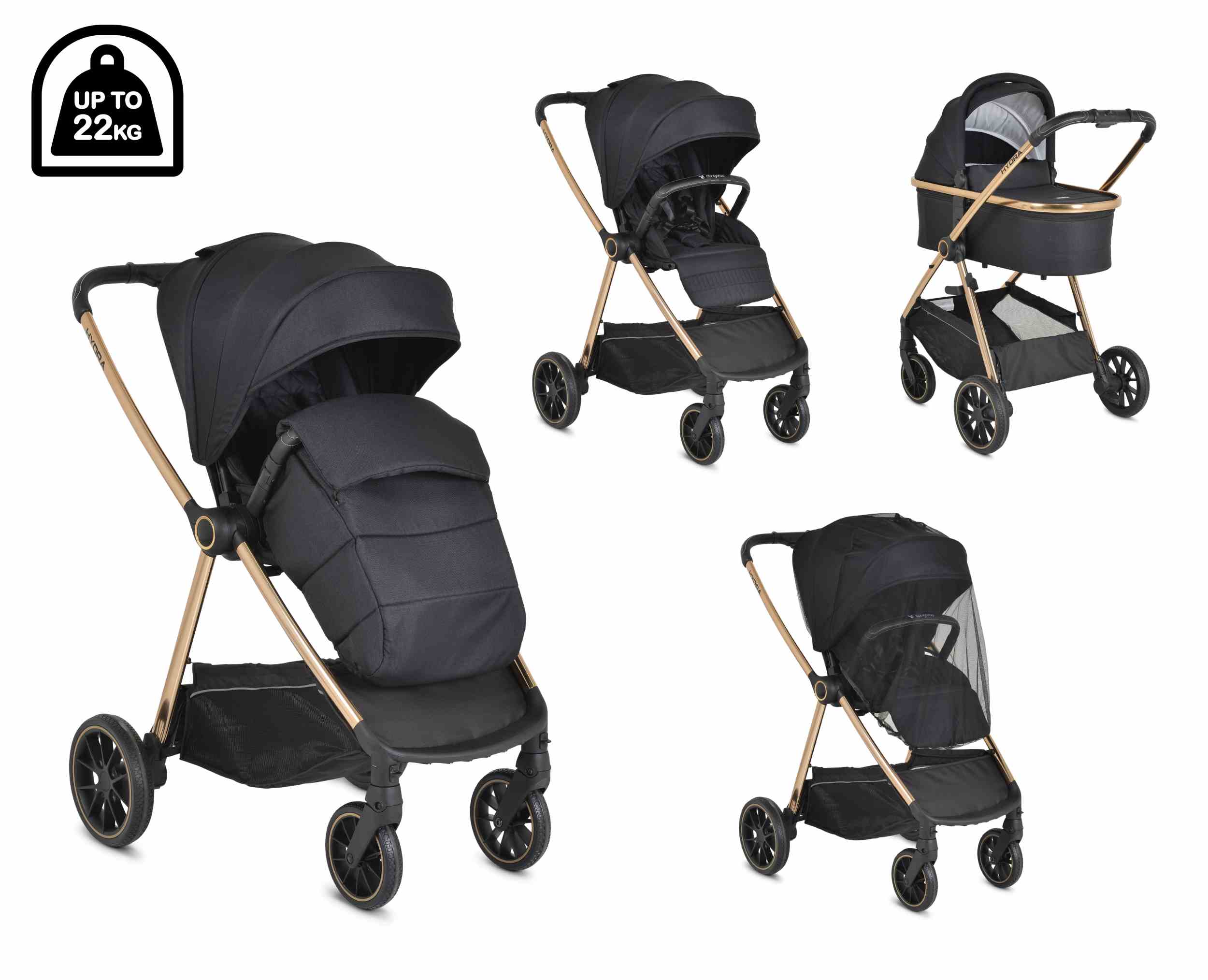 Бебешка количка Hydra 2в1 черна Комбинирана