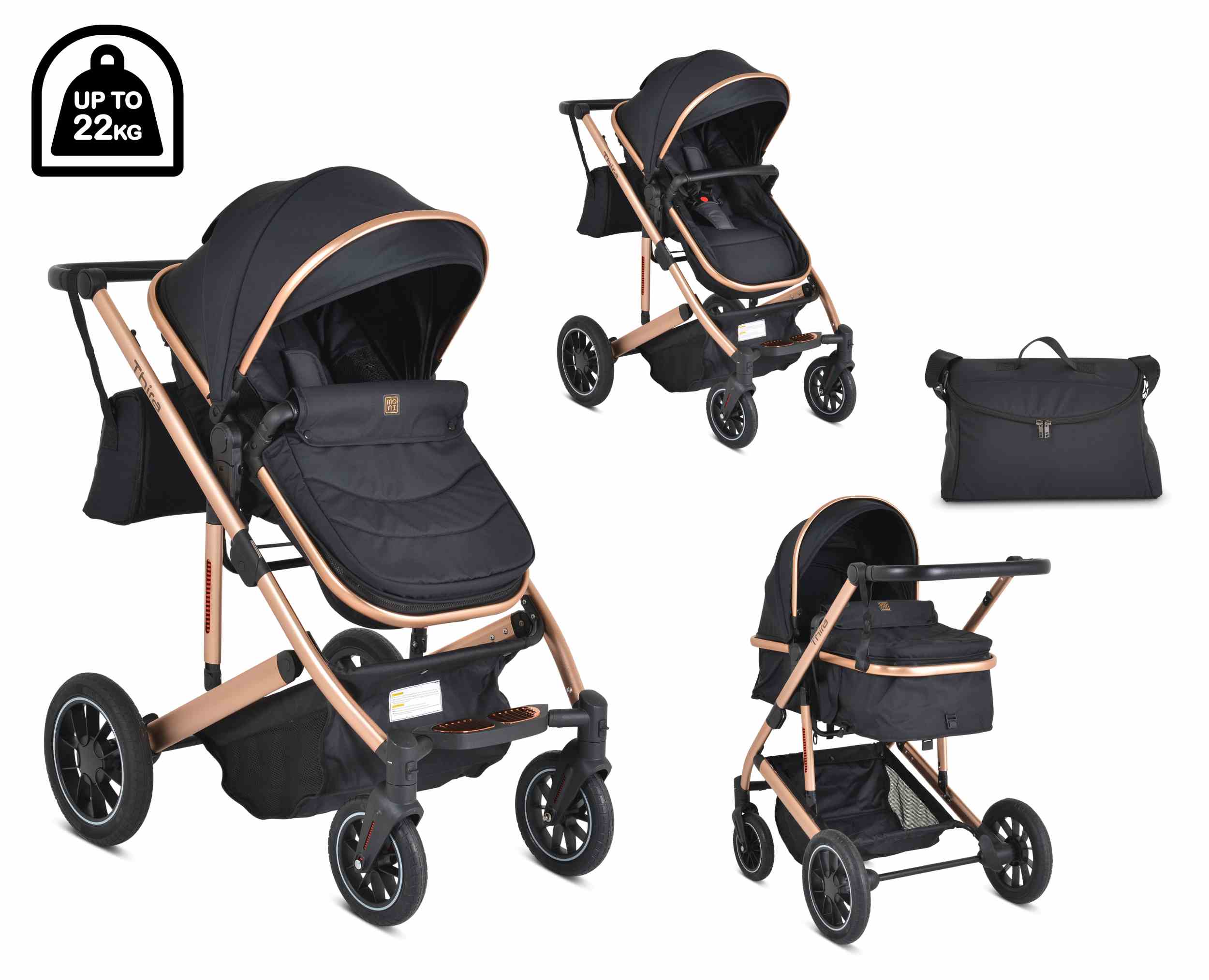 Комбинирана бебешка количка Thira черна